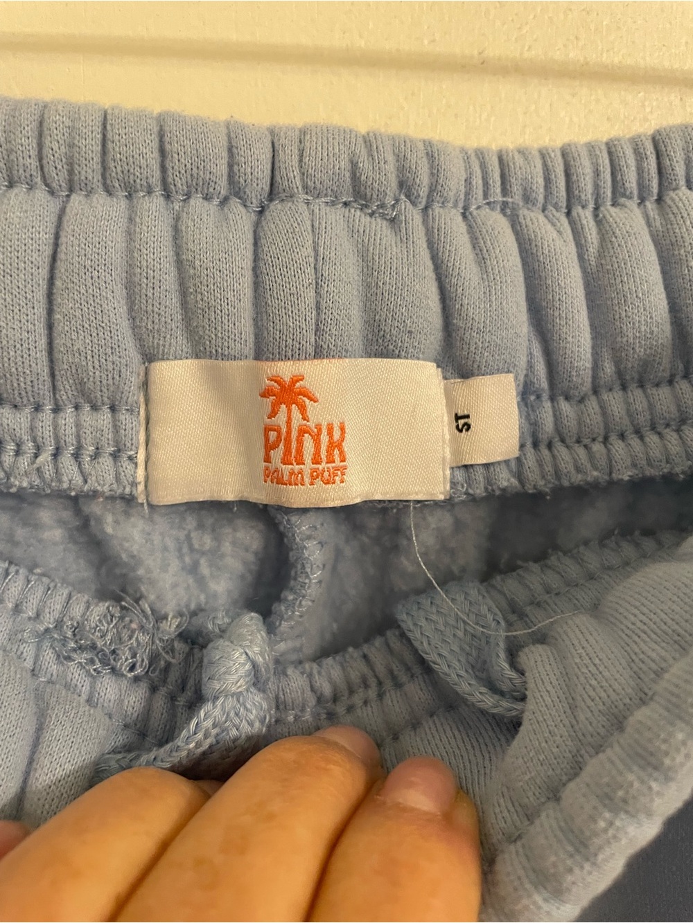 Light Blue Fleece Joggers with Elastic Waistband - Picture 3 of 4